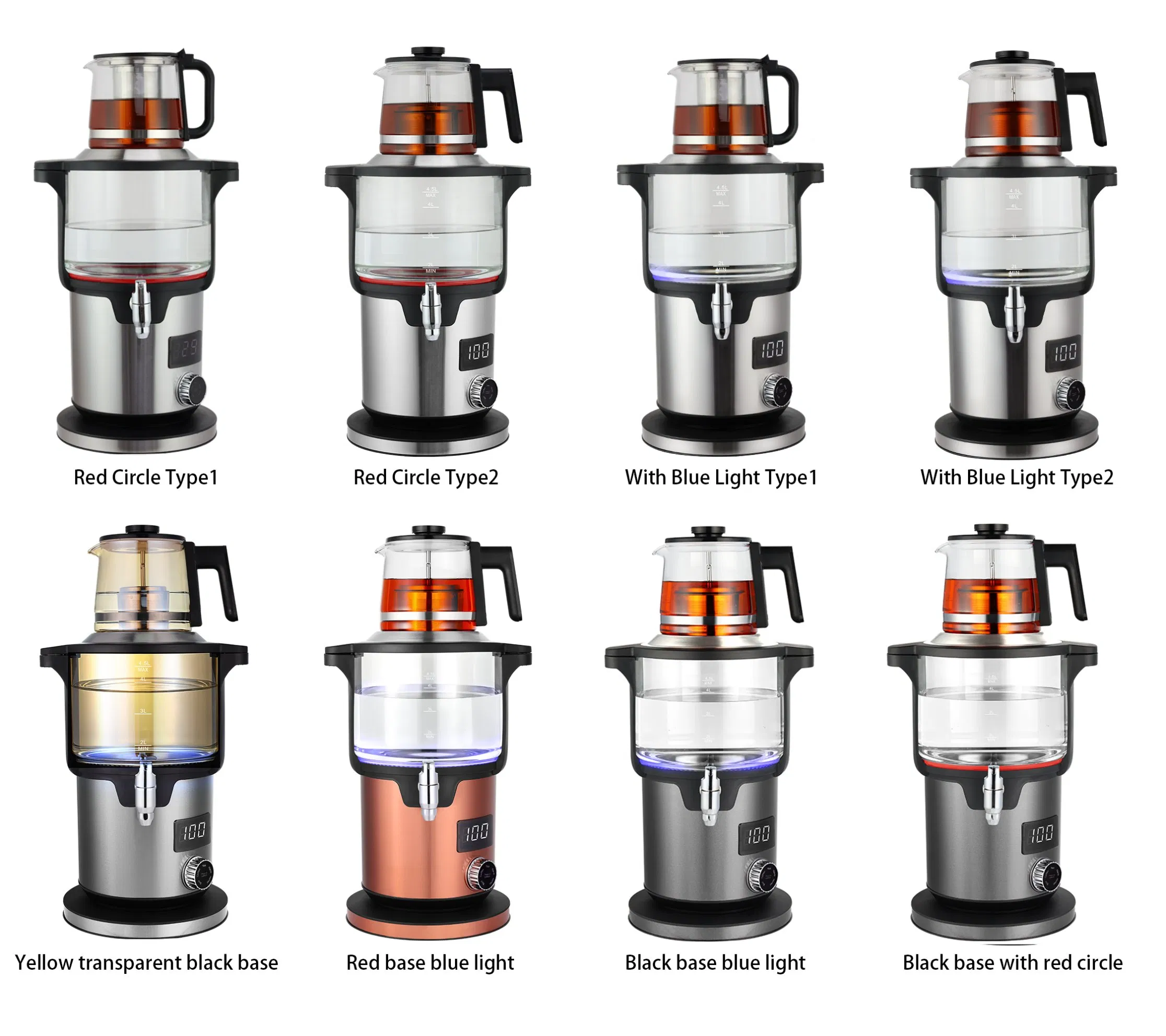 New Design Samovar Kettles High Borosilicate Glass Persian Teapot 5.6L Electric Turkish Tea Maker Set for Boiling Water