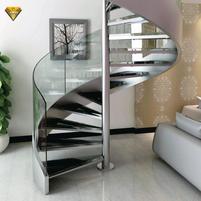 Elegant Indoor Glass Staircase Railing with Custom Design