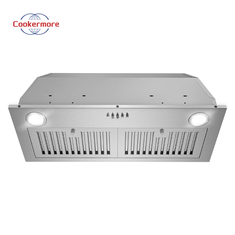 Contemporary Design Home Built-in Button Black Tempered Glass Range Hood