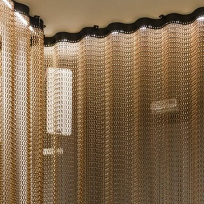 Manufacturer Golden Color Chain Link Decorative Curtain Metal Mesh Decorative Aluminum Alloy Mesh Chain Link Fly Chain Curtain
