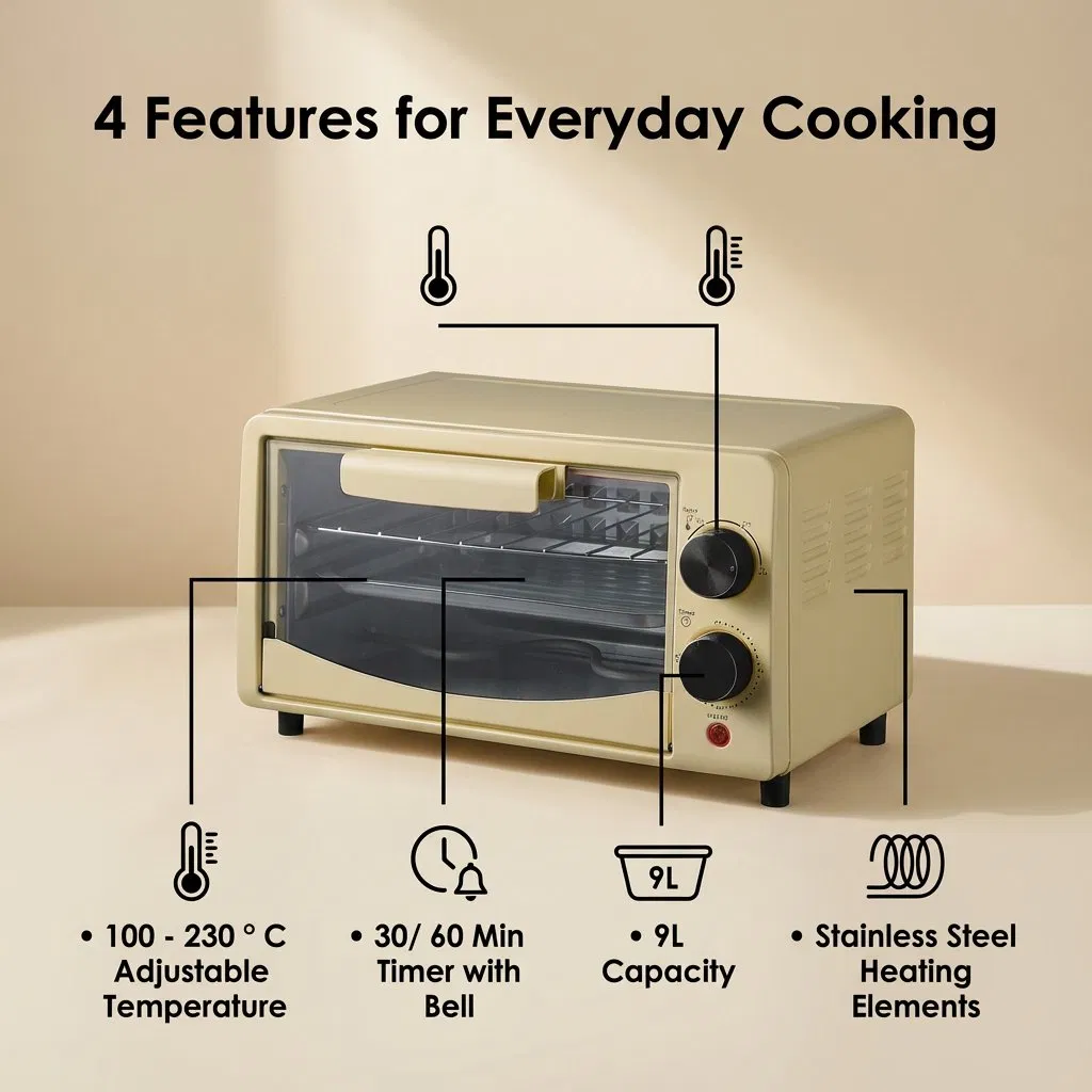 Mini Electric Oven with 2 Knobs for Quick Heating Cooking Baking