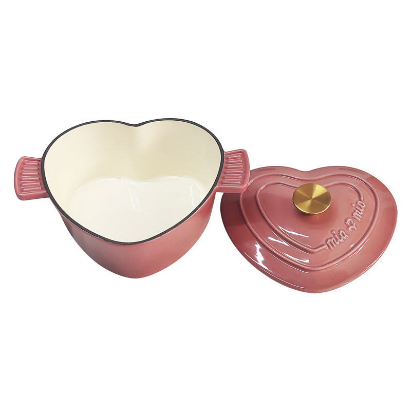 18cm Enamel Cast Iron Cooking Pot Heart Shape New Design Dutch Oven French Pot Cooking Casserole Cast Iron Cookware