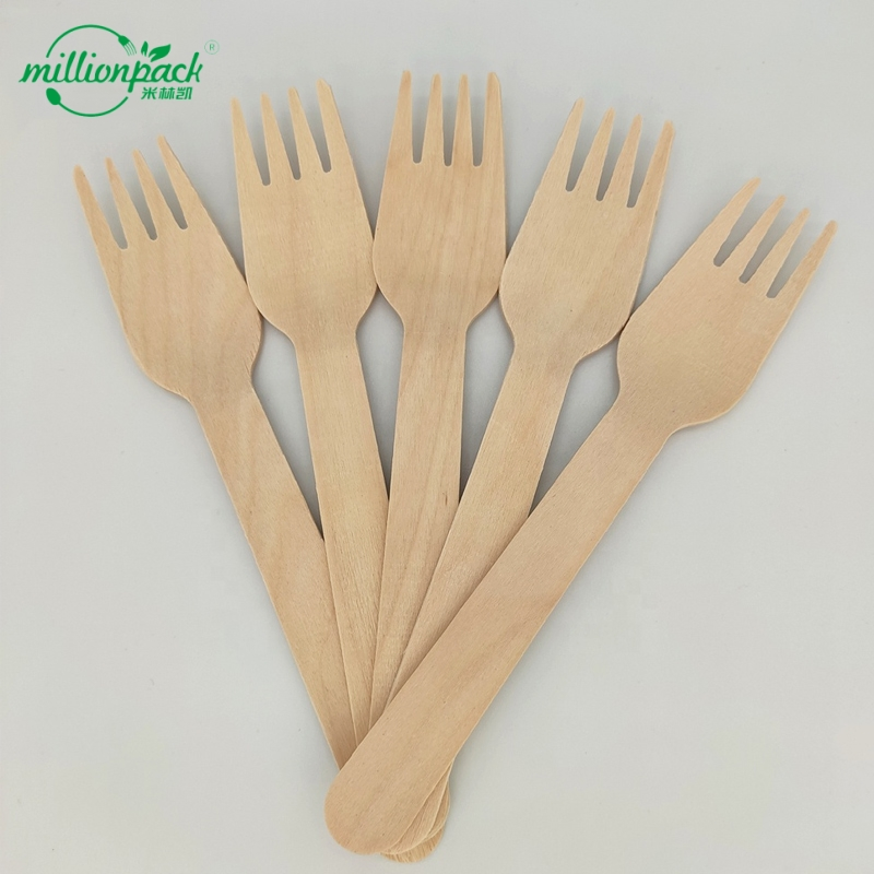 Disposable Wood Fork Natural Biodegradable Cutlery for Home Picnic Catering