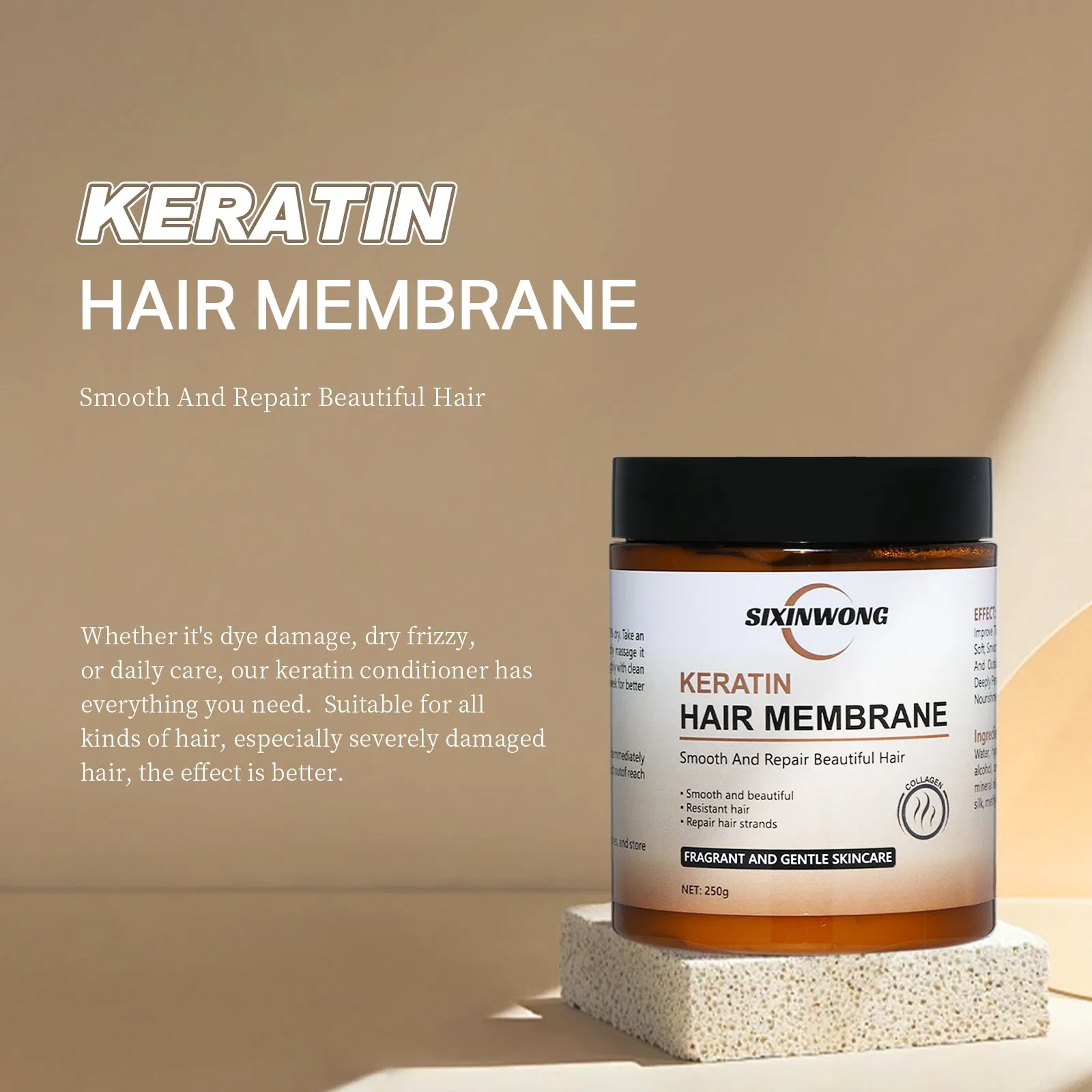 Beauty Cosmetics Keratin Hair Membrane Natural Moisturizing Deep Cuticle Care Hair Mask