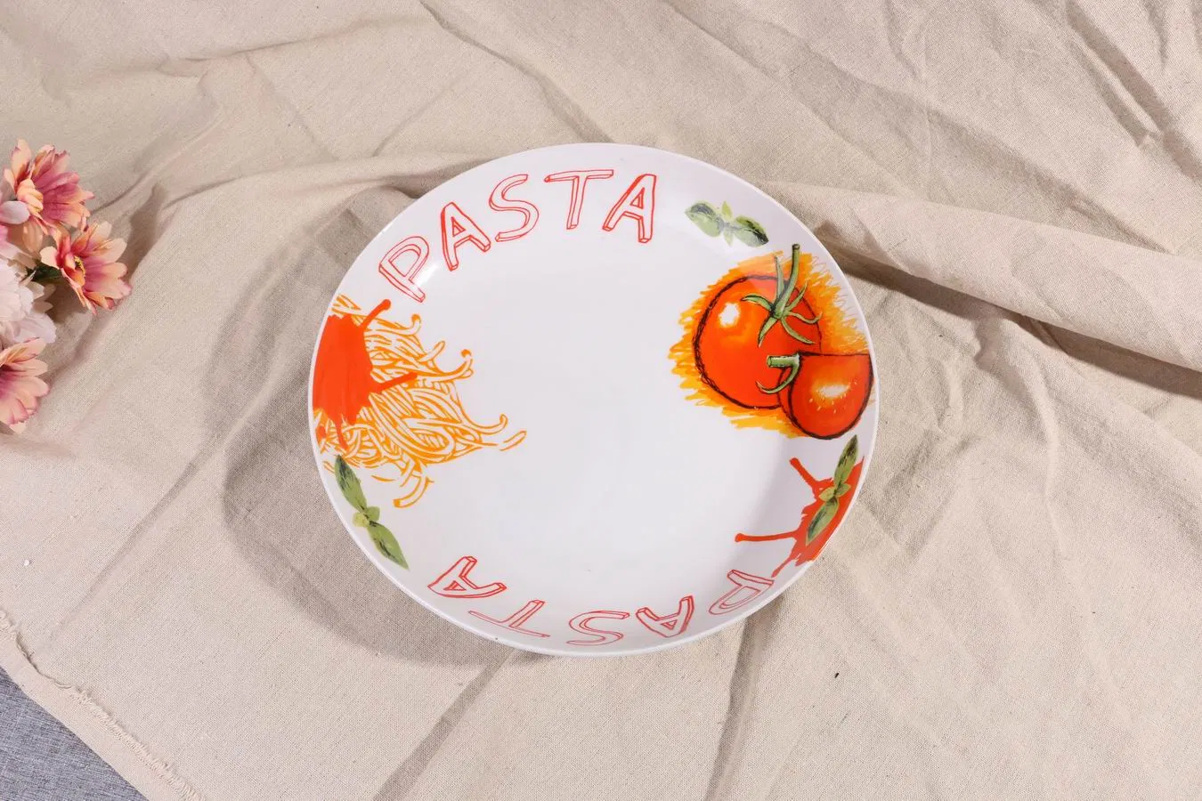 Rice Pasta Fuirt Plate Size 8" Pasta Decal Porcelain Ceramic Tableware