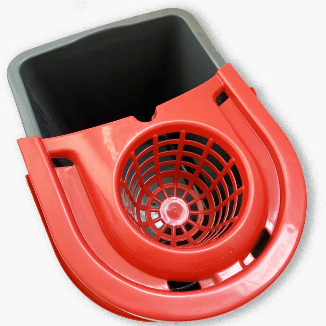 Quick Wring Bucket Floor Cleaning with Handle Plastic Floor Wringer Silver 14L Mop Bucket