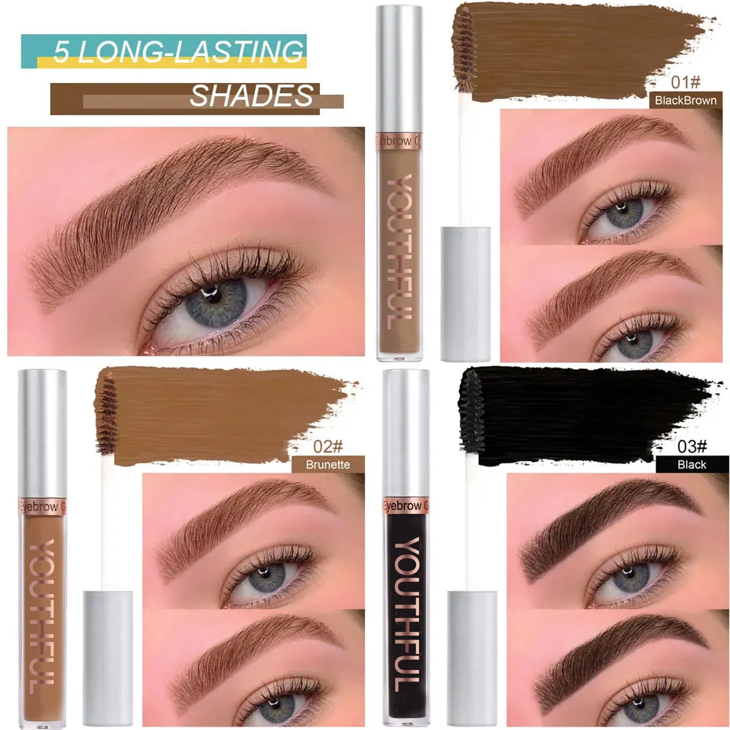 5 Colors Long Lasting Eyebrow Dye Cream
