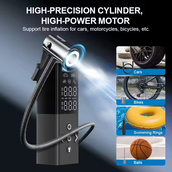 Мини-компрессор для шин автомобиля беспроводной, портативный