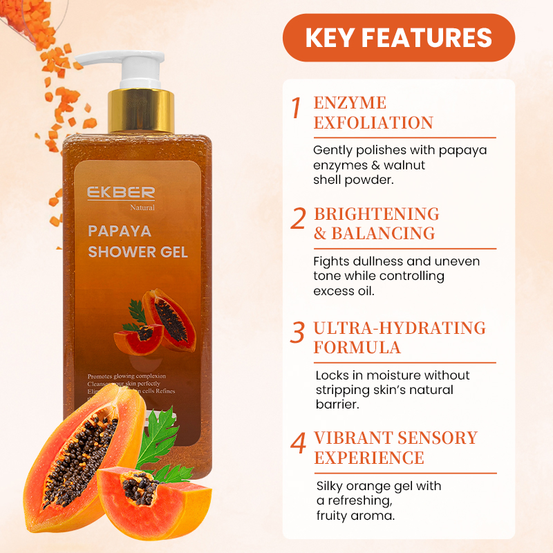 Natural Papaya Shower Gel Exfoliating Body Wash Organic Papaya Body Wash for Women