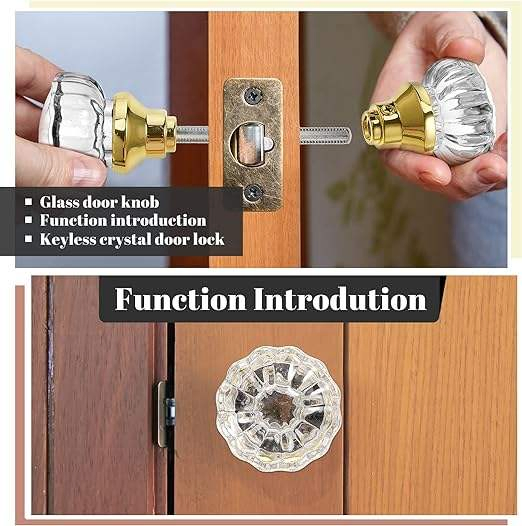 New Fashion Mortise Style Fluted Glass Door Knobs Antique Door Knobs with Spindle for Interior Doors