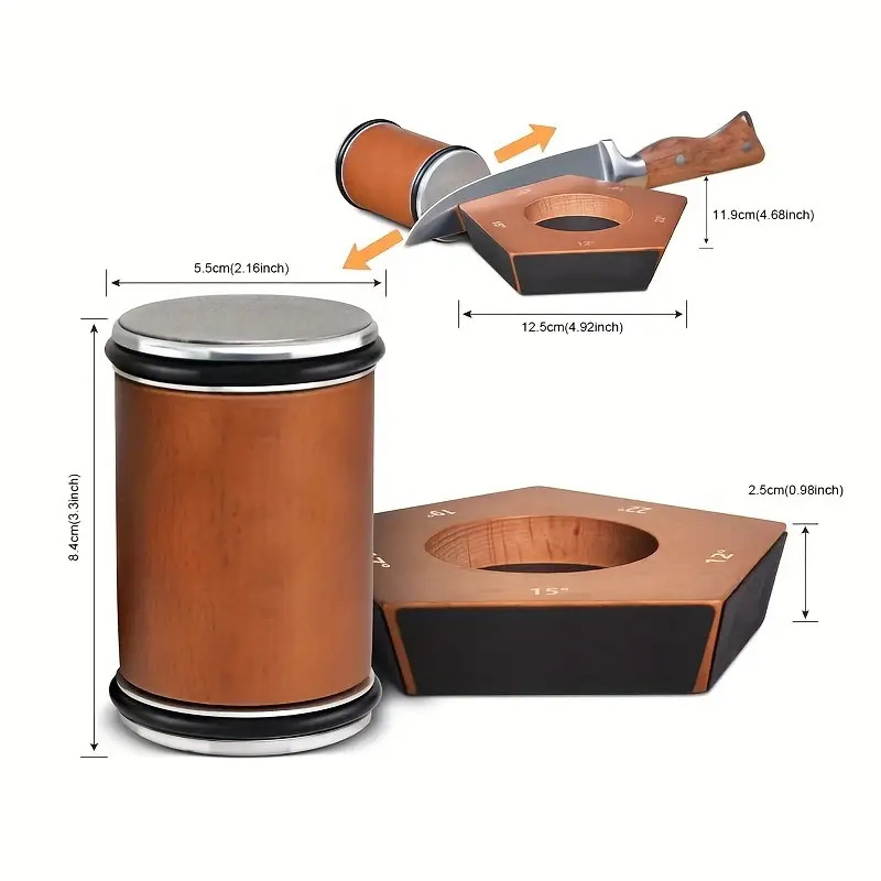 DS-9971R Complete Knife Sharpener Roller Kit Our 5 in 1 Rolling Knife Sharpener Wooden Handle Sharpener Orange Box