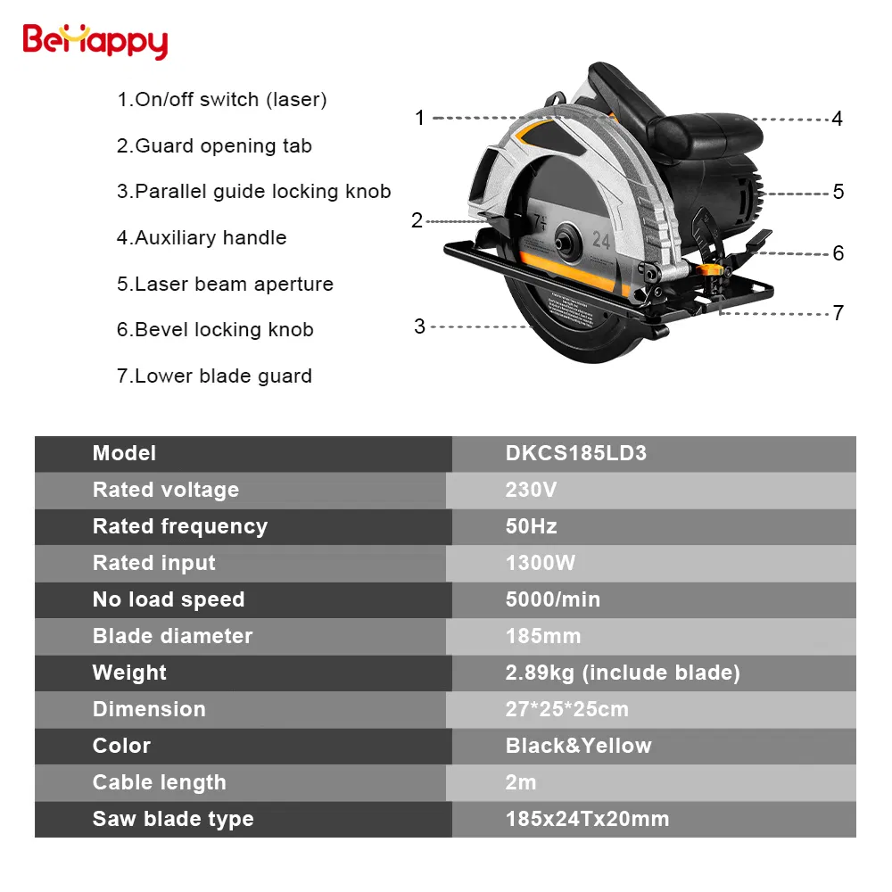 Behappy Best Selling 20V Brushless Wood Cutting Machine Circular Saw Customization Power Tools