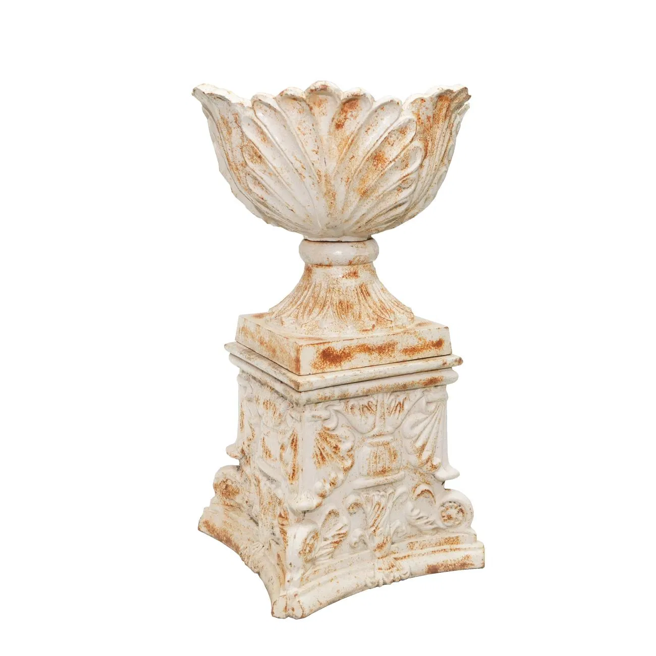 Rusty Finish Cast Iron Garden Urn Planter for Tabletop Display