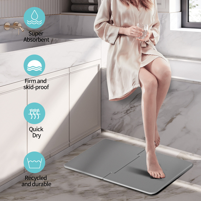 Multifunctional Countertop Absorbent Pad Diatomaceous Earth Tableware Drying Mat Foldable Stone Dish Drying Mat for Kitchen