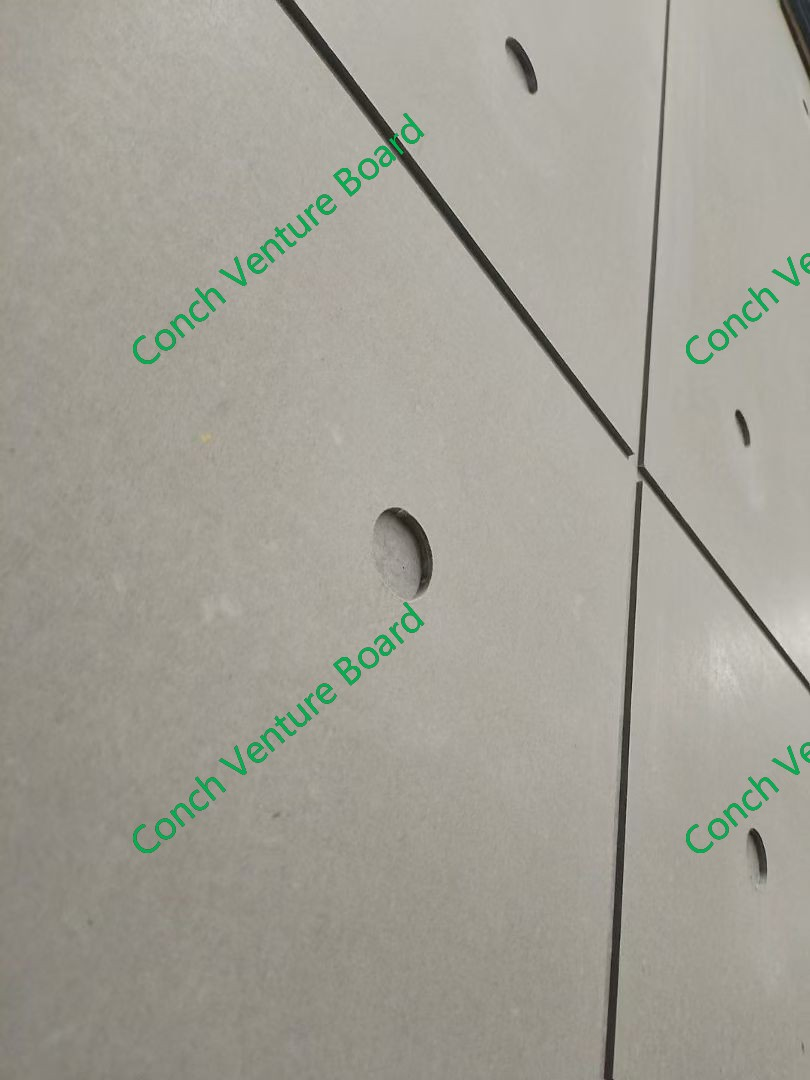 Plain Fiber Cement Board with Perforation and Slot for Wall Decoration