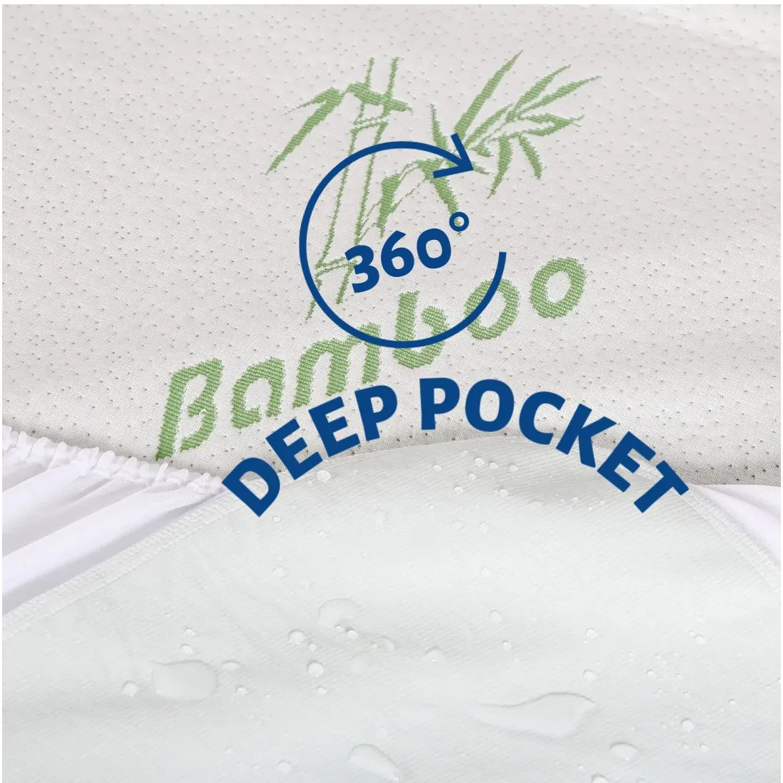 Eco- Friend Bamboo Waterproof Mattress Cover Deep Pocket Breathable Mattress Protector for Hotel Home