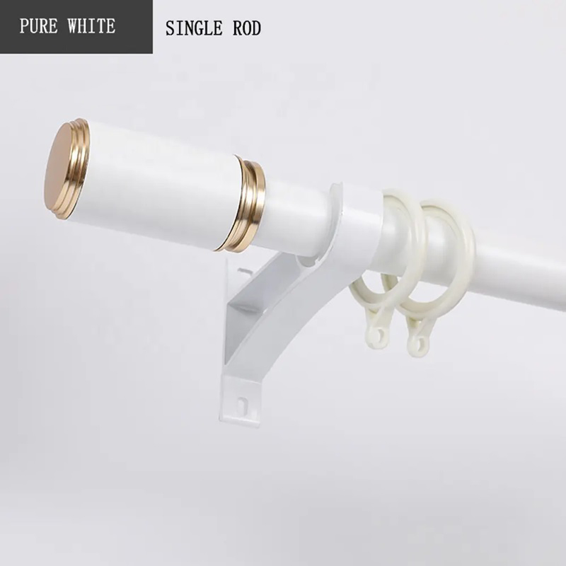 Aluminium Double Curtain Rod Pole Home Wall Mounted Living Room Rail with Finials and Bracket