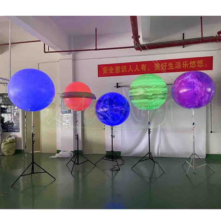 Solar System Themed Inflatable LED Planet Ball with Pole for Parade