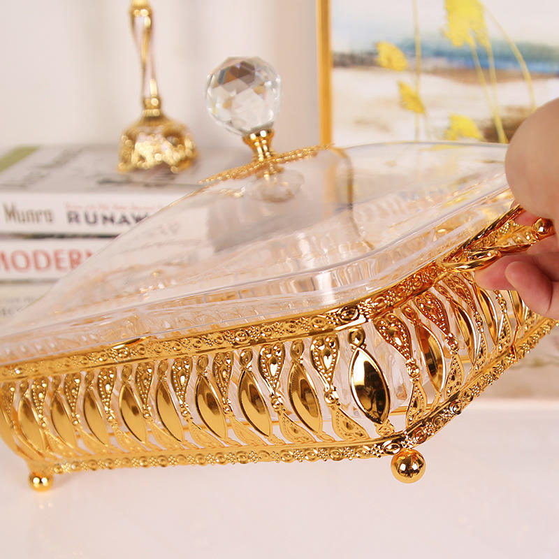 Elegant Customized Gold Plated Candy Tray with Plastic Bowl Set
