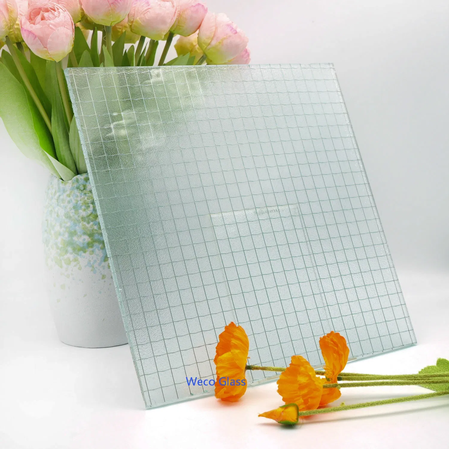 6mm 6.5mm 6.8mm Ultra Clear Flat /Clear Bronze Nashiji Fireproof Fire Prevention Safety Clear Mesh Patterned Wired Glass