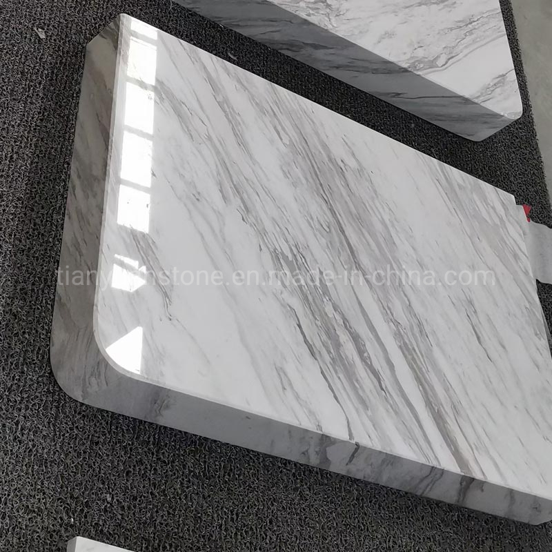 Customized Volakas White Marble Vanity with Radius Corner Edge
