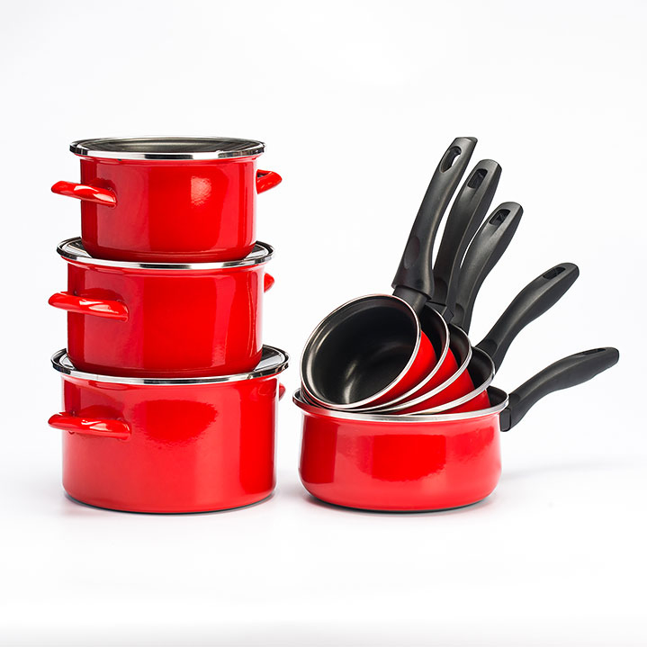 High Quality Factory Wholesales Carbon Steel Non Stick Pots Enamel Camping Cooking Casserole Pot Set