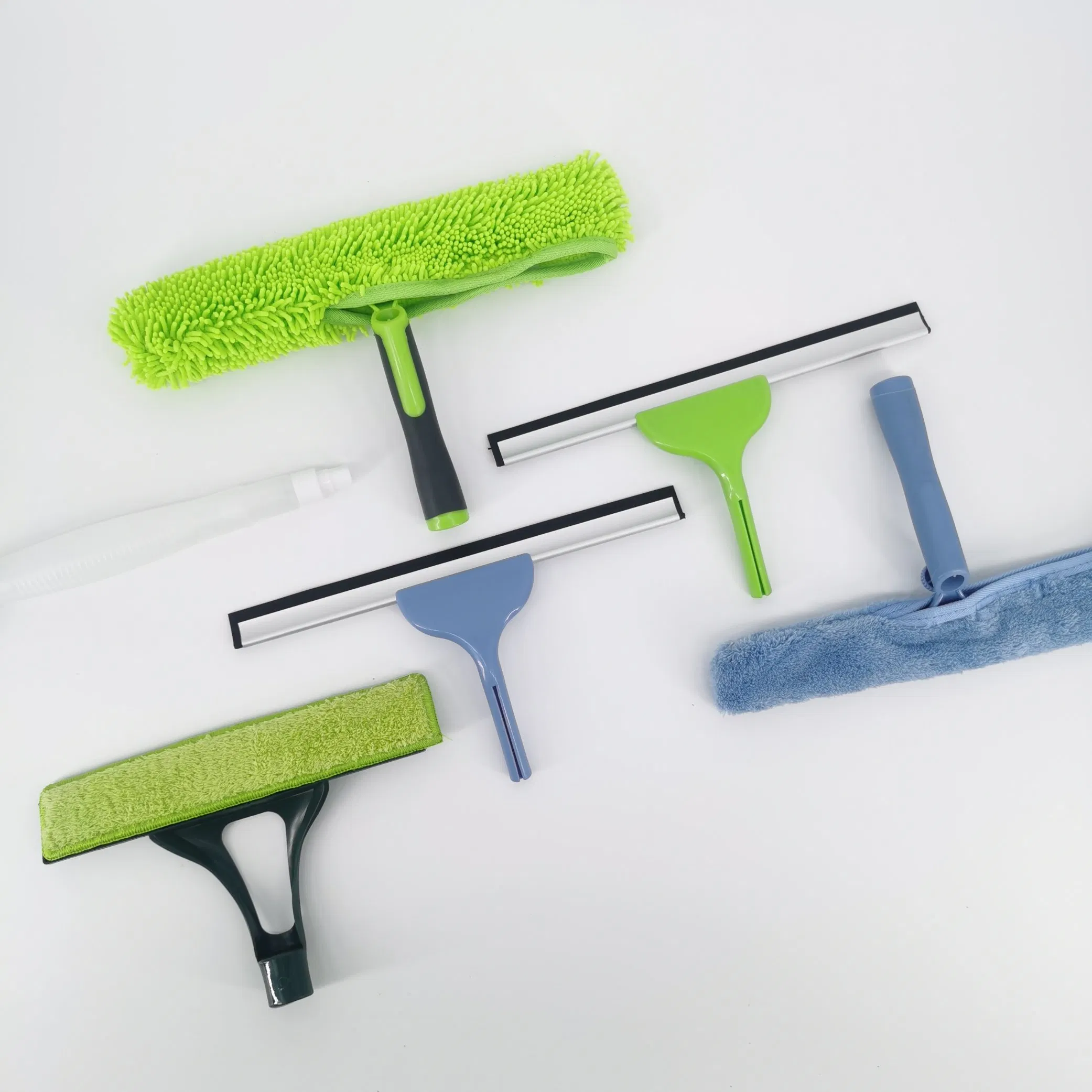 New 2-in-1 Spray Window Cleaning Squeegee with Rubber Blade & Chenille Cloth Efficient Glass Cleaner for Shower Doors & Windows