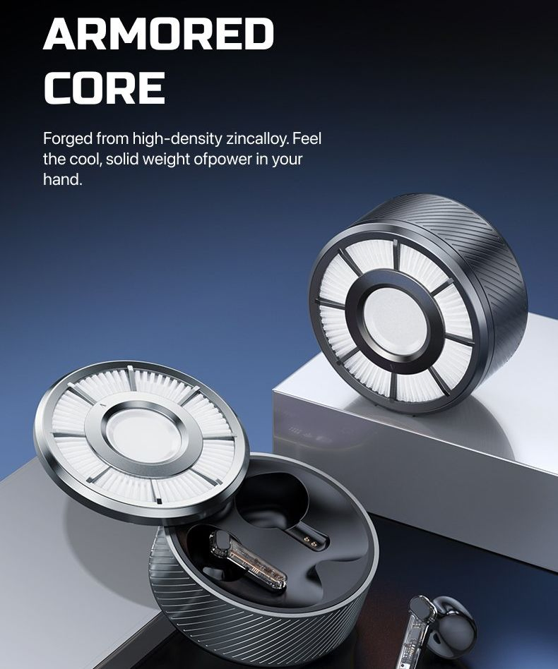 Zinc Alloy Wireless Earbuds with 360-Degree Rotation Feature