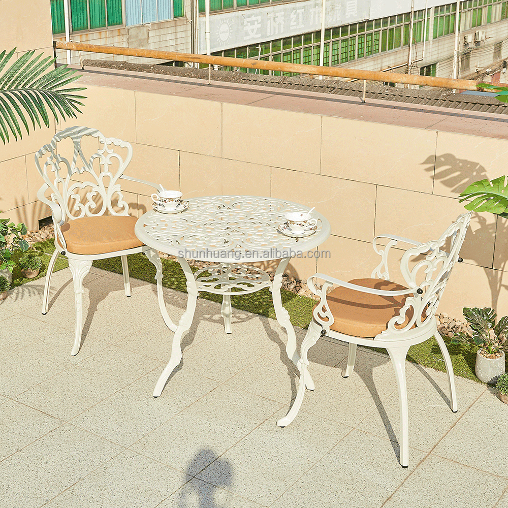 Садовая мебель обеденная алюминий литой белая комплект