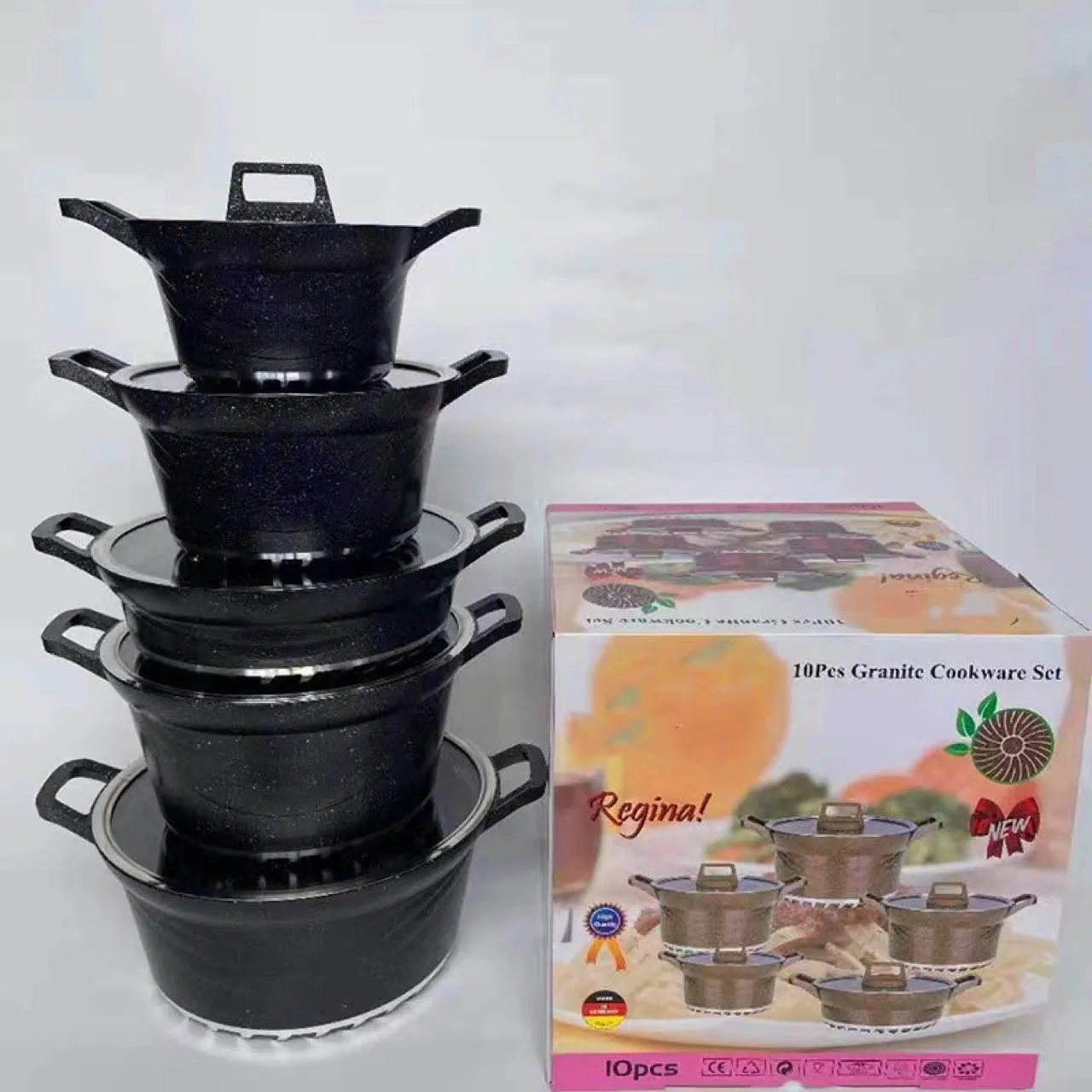 High Quality Granite Cookware Sets Non Stick Marble Aluminum Cooking Pots and Pans Wholesale Kitchen Cookware Set