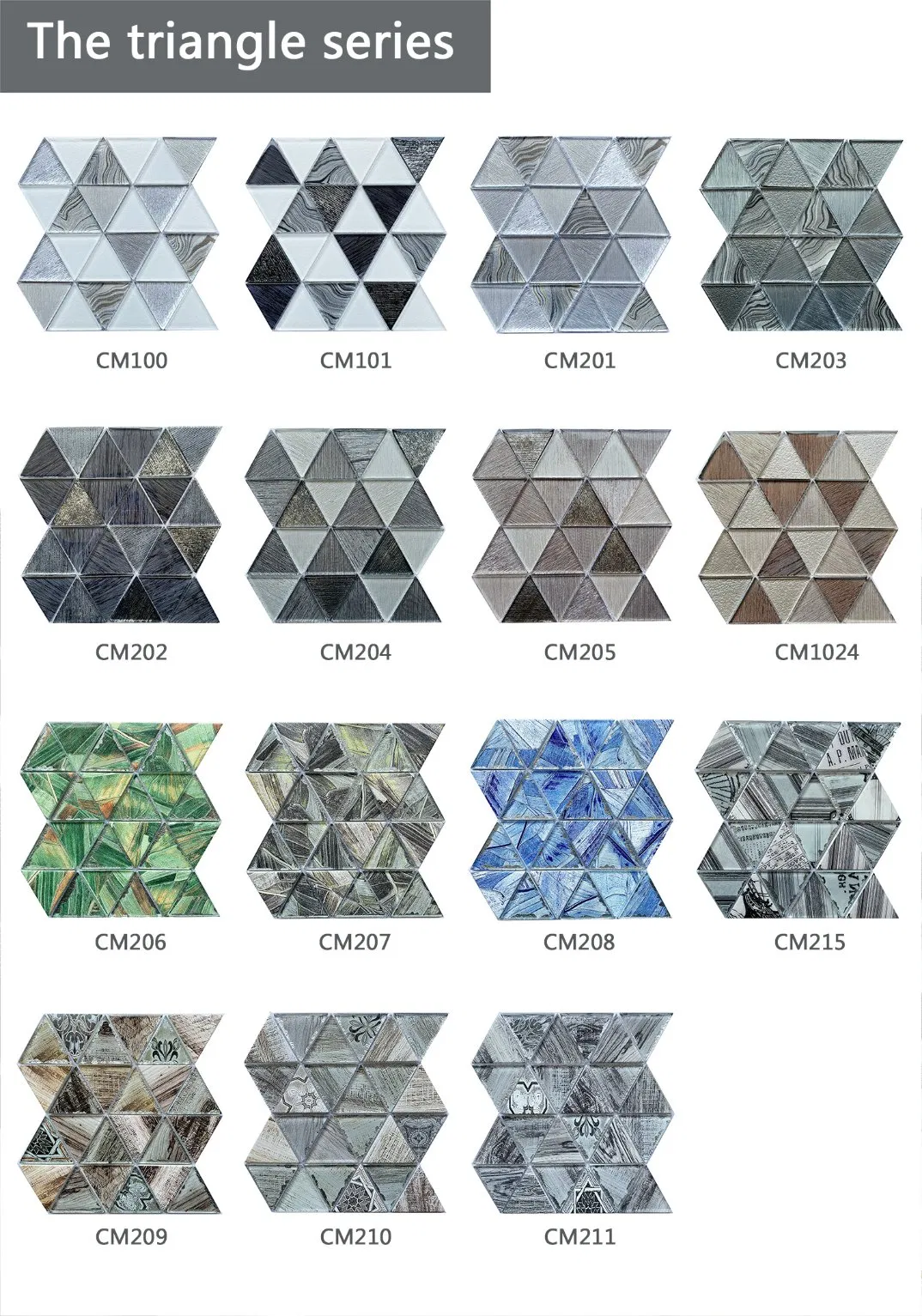 Мозаика для бассейна треугольная, стеклянная, классический стиль