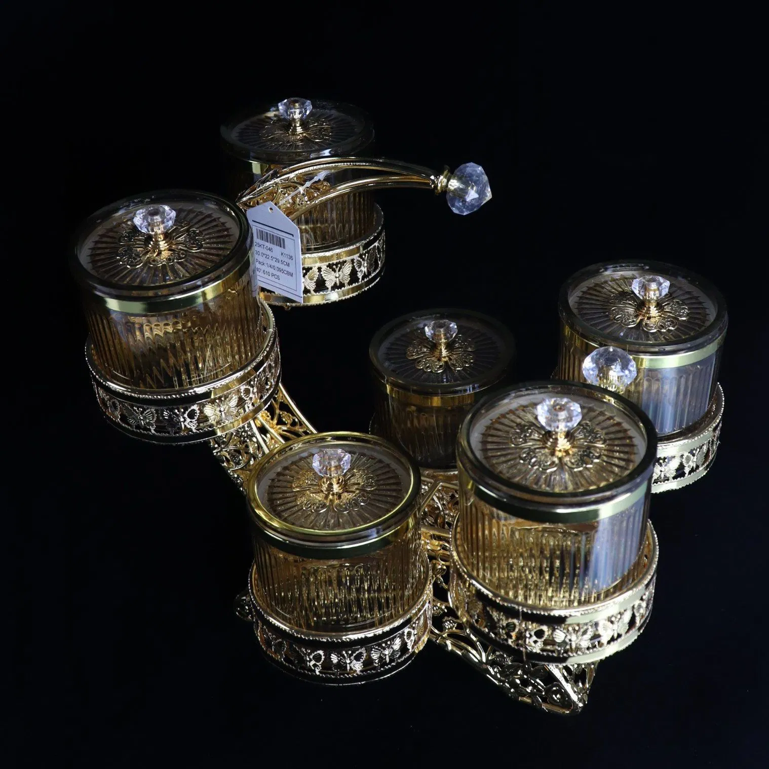 Featuring 6 Acrylic Airtight Jars and a Gold-Plated Iron Candy Bowl