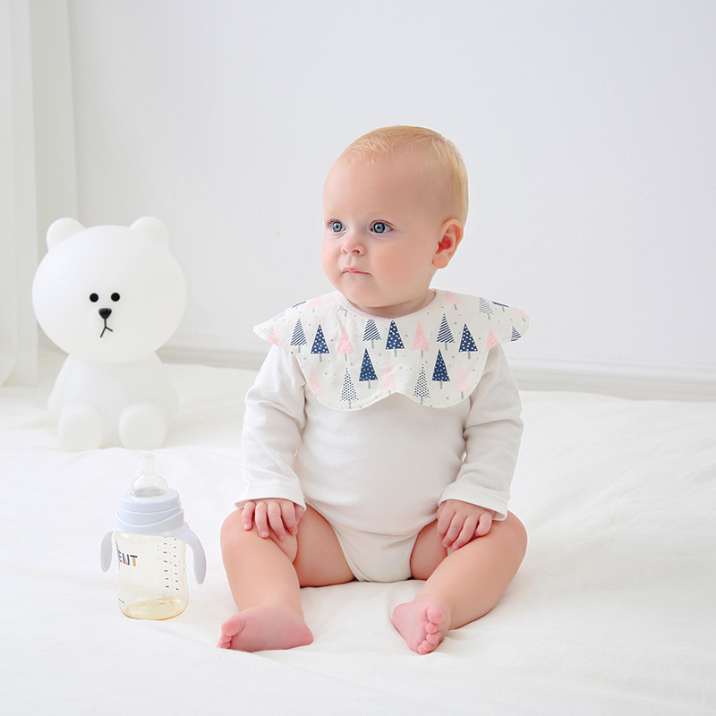 Cotton Waterproof Spit Towel Newborn Baby Snap Button Cartoon Bibs