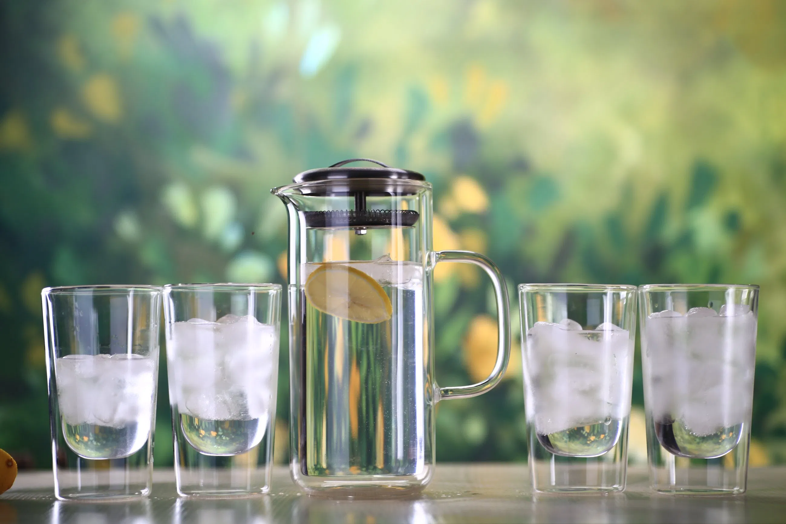 1100ml High Borosilicate Glass Water Drinking Carafe Jug with Stainless Steel Lid