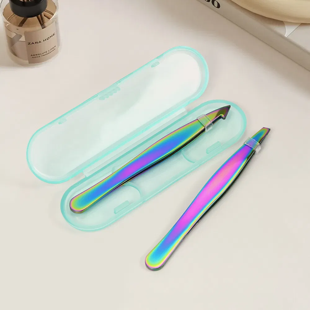 Stainless Steel Slanted Tips Eyelash Beauty Tools Wholesale Squared Eyebrow Tweezers