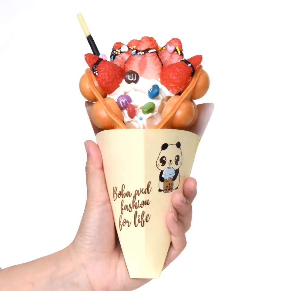 Custom Disposable Ice Cream French Fries Holder Printed Kraft Paper Bowls