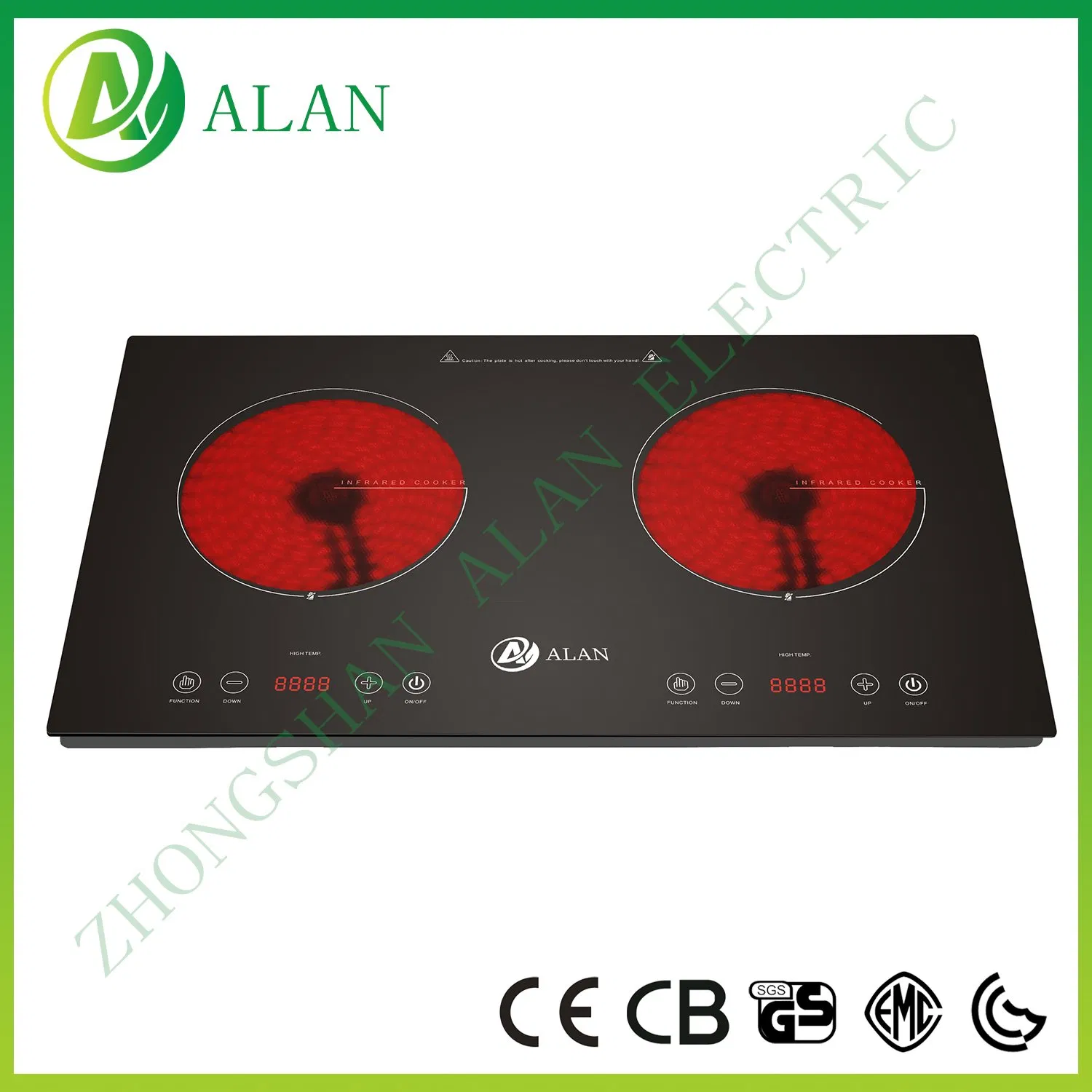 Factory Direct Supply High Firepower Domino Induction Cooker Double Hotplate Cooktop Real 1200+1800W