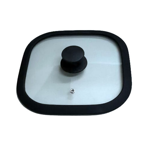 Квадратная стеклянная крышка с силиконовым ободком 4мм