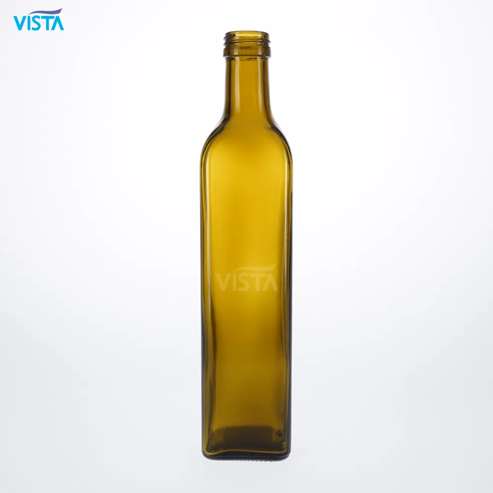 250ml 500ml 750ml 25cl 50cl 75cl Premium Quality Marasca Glass Antique Green Dark Green Olive Oil Bottle Square Bottle for Screw Cap