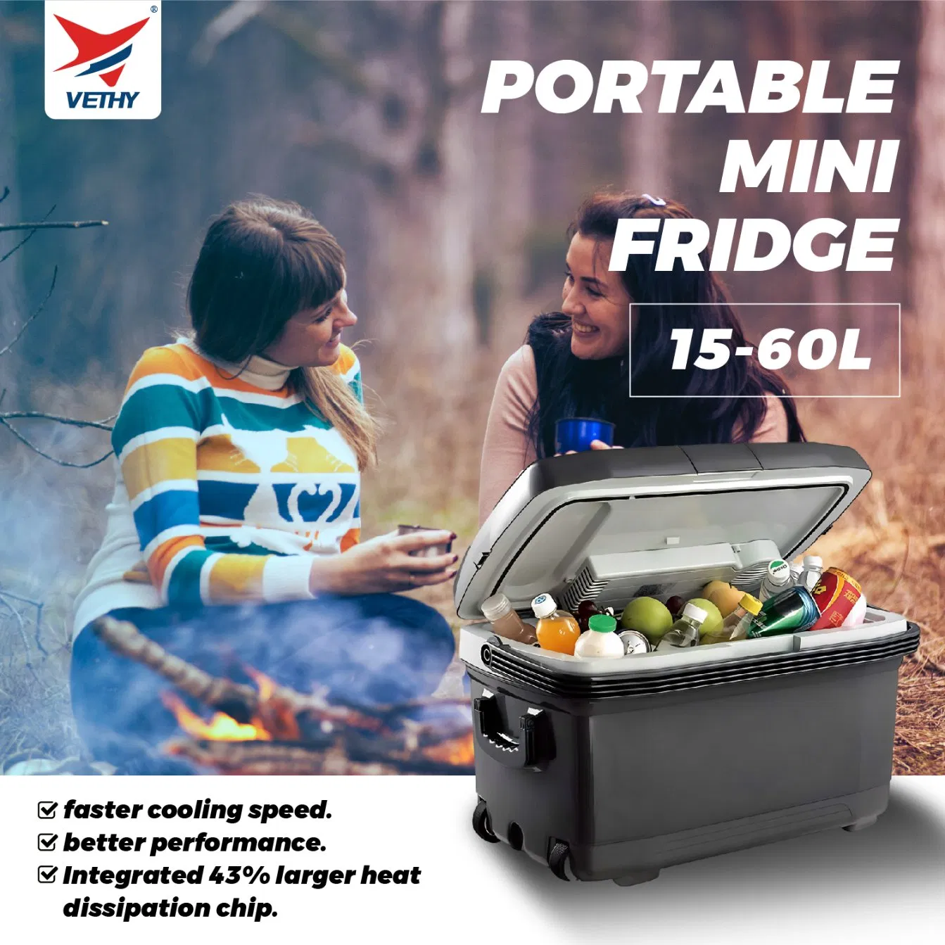 Mini Fridge Camper Portable Refrigerator and Cooler for Outdoor Camping Adventures