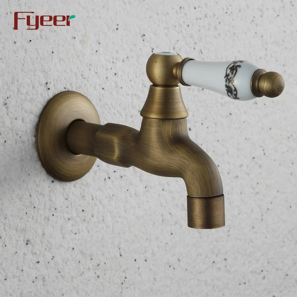 Fyeer Antique Brass Mop Pool Bibcok Laundry Tap with Ceramic Handle
