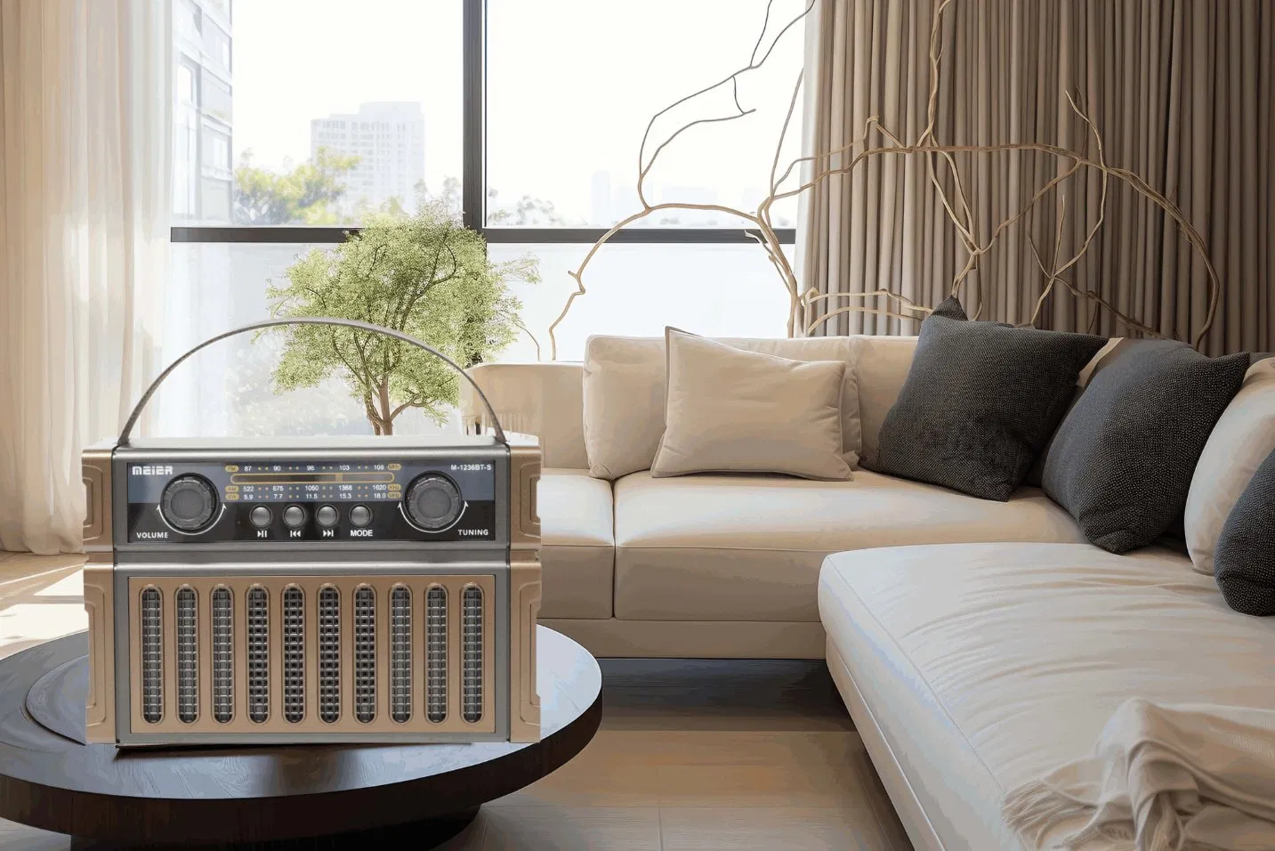 Digital Radio FM Radio, LED Flashlight, TF Card and MP3 Player, Rechargeable Speaker Bluetooth Outdoor Equipment Meier M-1236bts