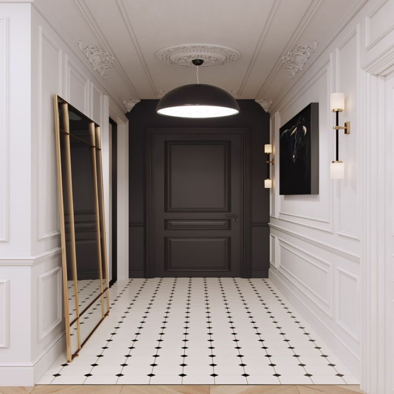 Stunning Single Wooden Villa Entryway Classic Solid Wood Shaker Entry Door