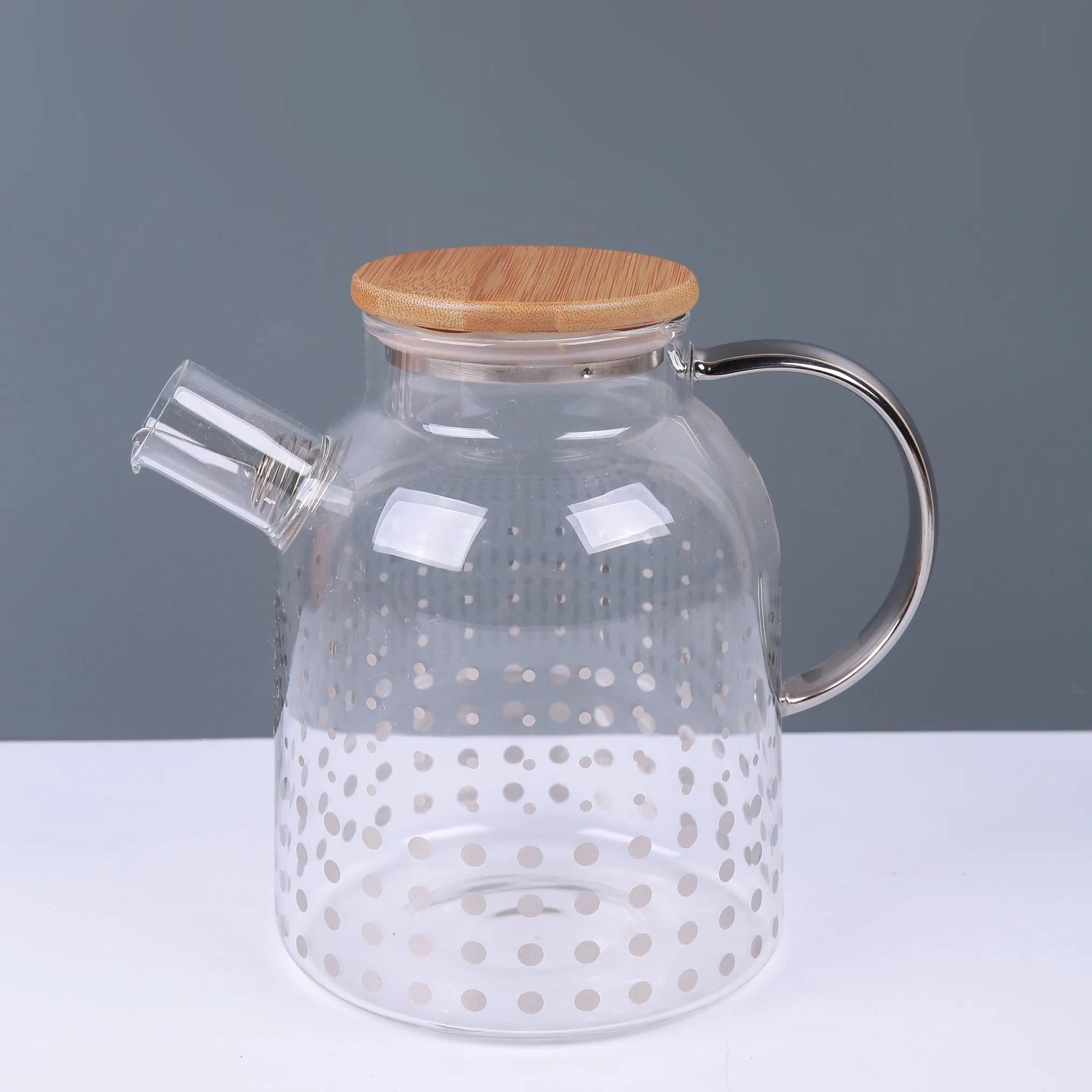 Drinking Water Pot Borosilicate Glassware Teapot Glass with Bamboo Lid