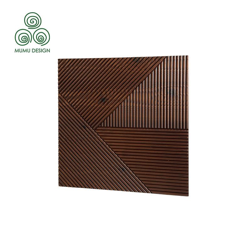 Randomized Geometric 3D Acoustic WPC Wood Plastic Composite Decorative Flooring Tile Puzzle Wall Panels