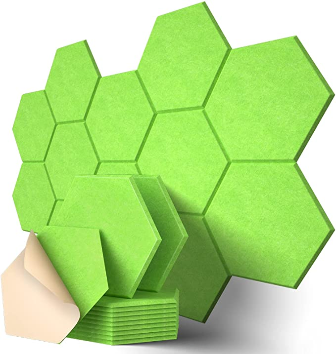 Bubos Self-Adhesive Acoustic Panels Sound Proof Foam Panels with High Density Stylish Hexagonal Design Flame Resistant Absorb Noise and Eliminate