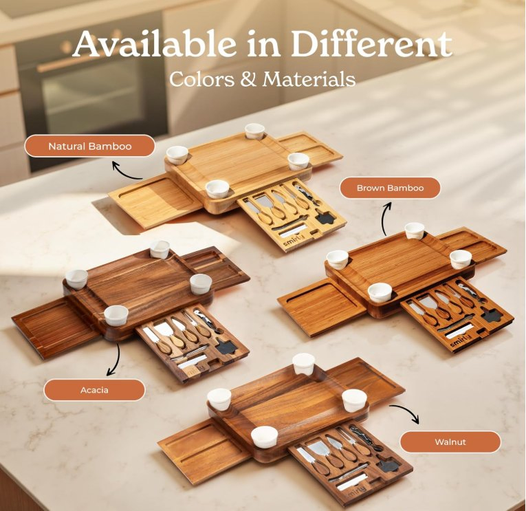 Набор бамбуковой доски для сыра с ножами