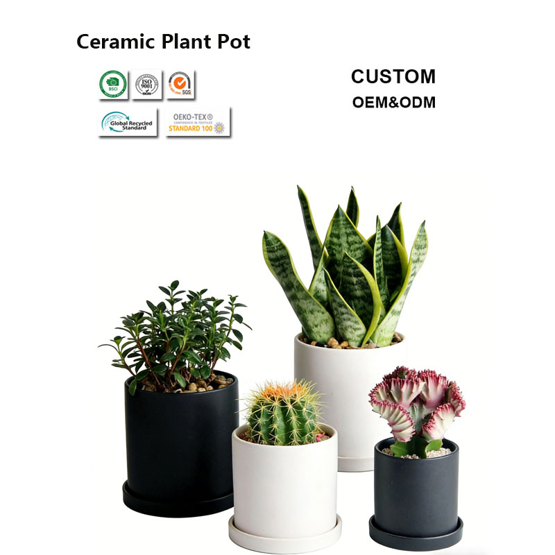 Stackable Design Ceramic Flower Pot for Space-Saving Storage