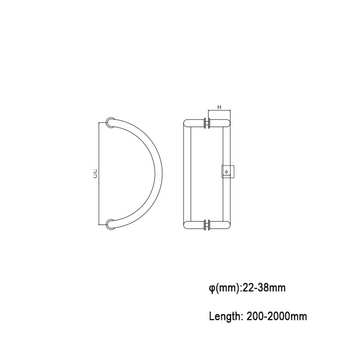 E-Star Hardware Stainless Steel Exterior Door Pull Handle