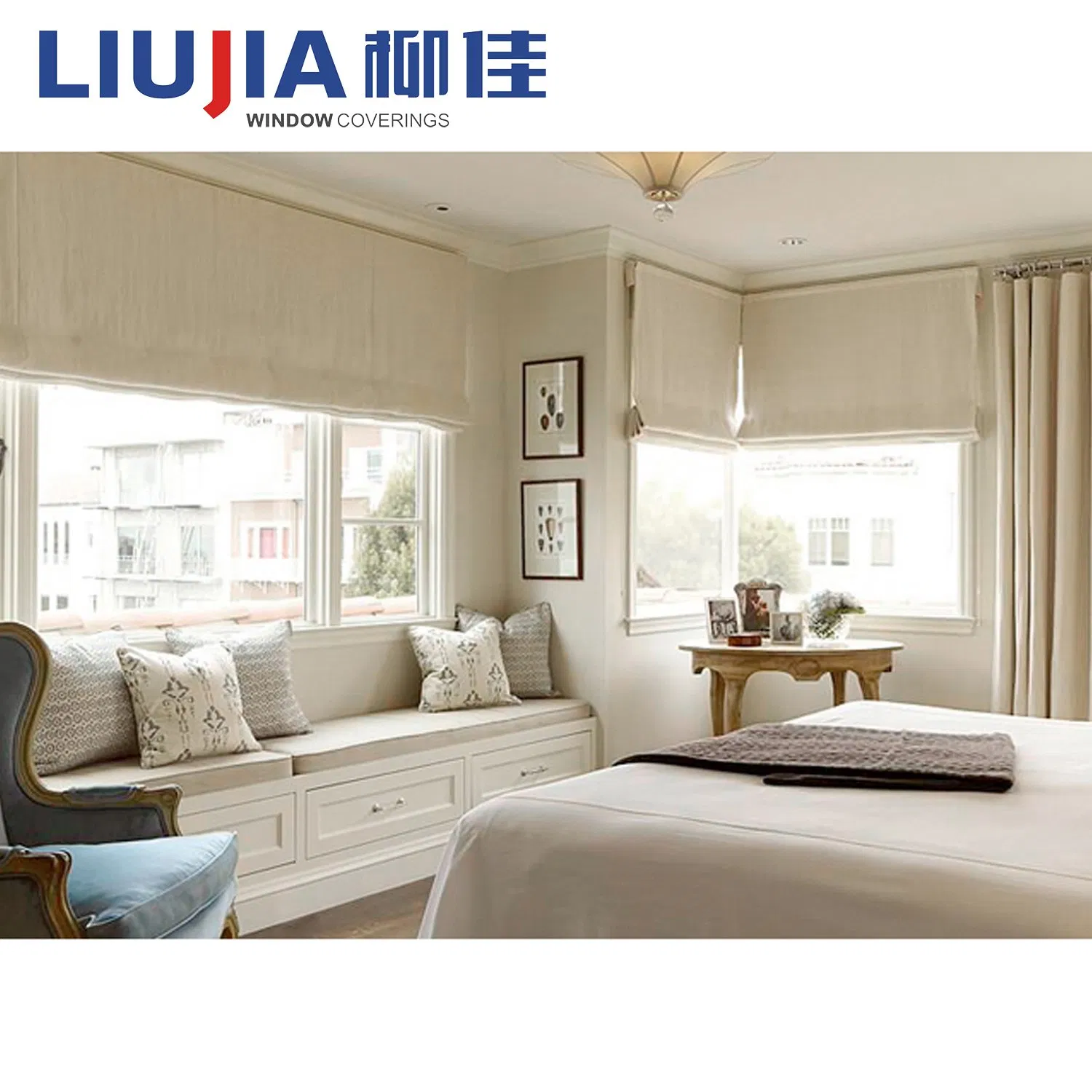 Cheap 100% Polyester Blockout Roman Blind for Bedroom